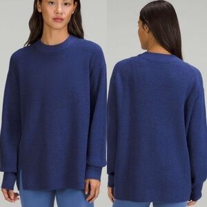 Lululemon Merino Wool Blend Ribbed Crewneck Knit Sweater Blue Size 4